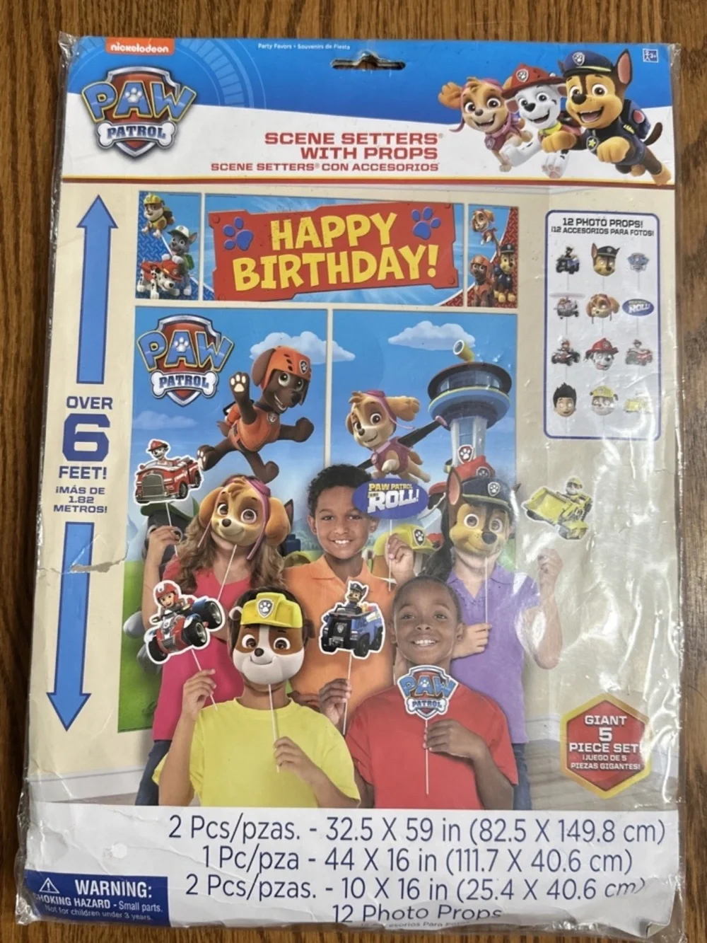 Paw Patrol Scene Setters With Props. Happy Birthday Party Decoration Poster Mask